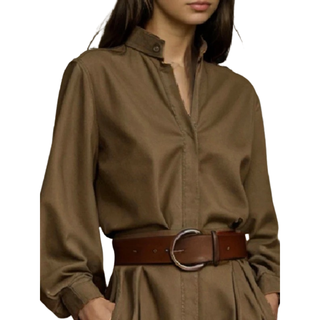 Damesblouse met knoopjes en pofmouwen