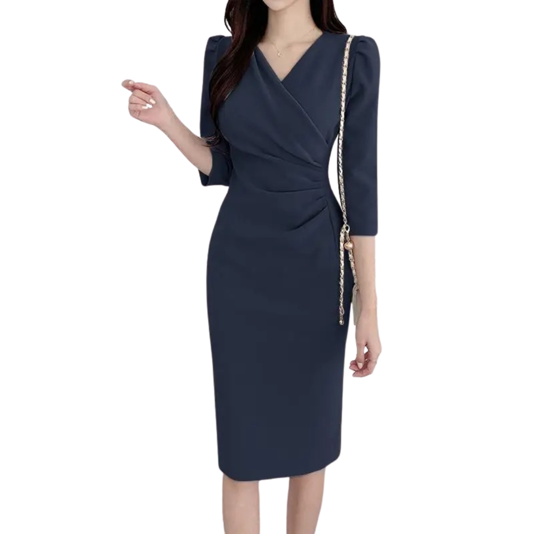 Dames V-hals bodycon knielange werkjurk