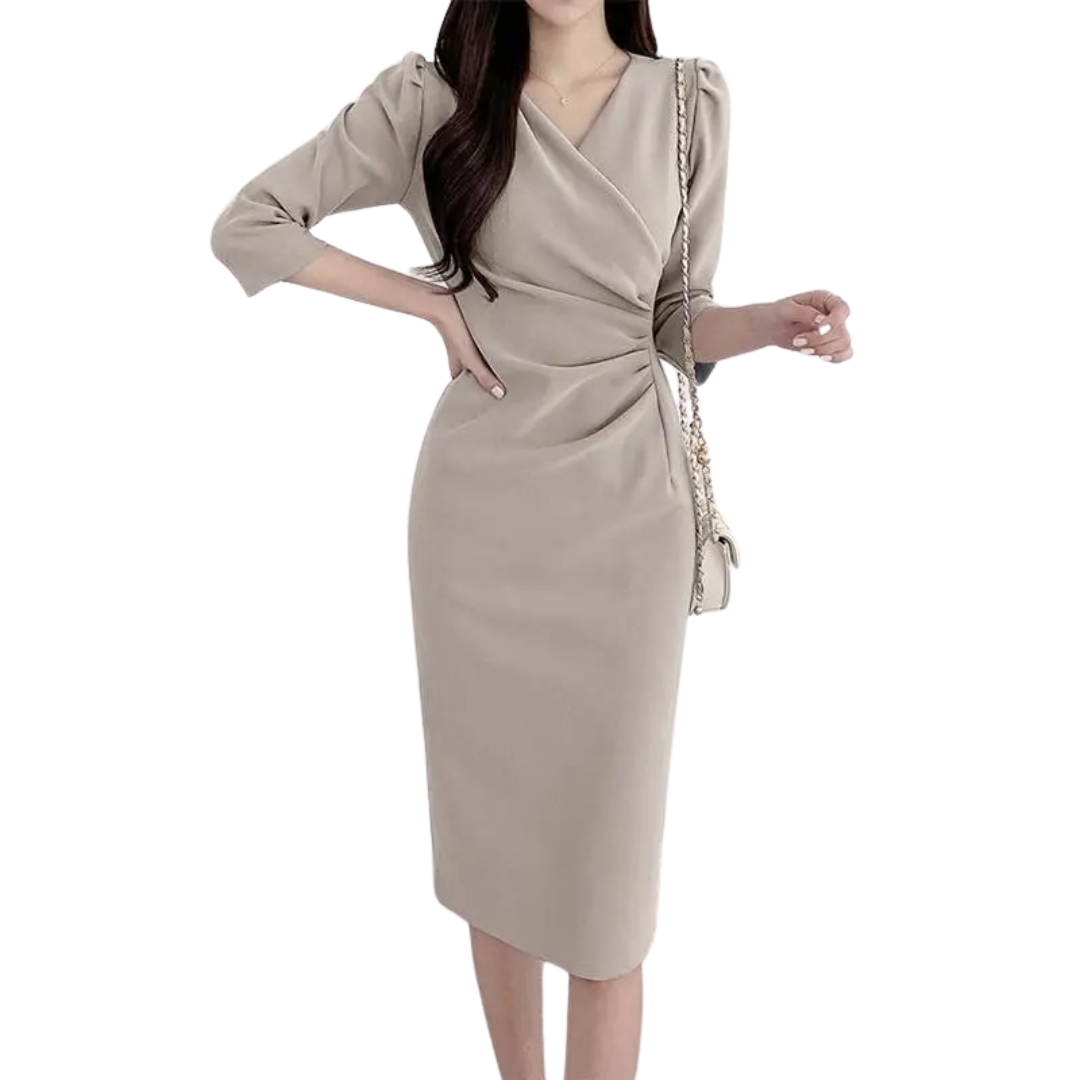 Dames V-hals bodycon knielange werkjurk