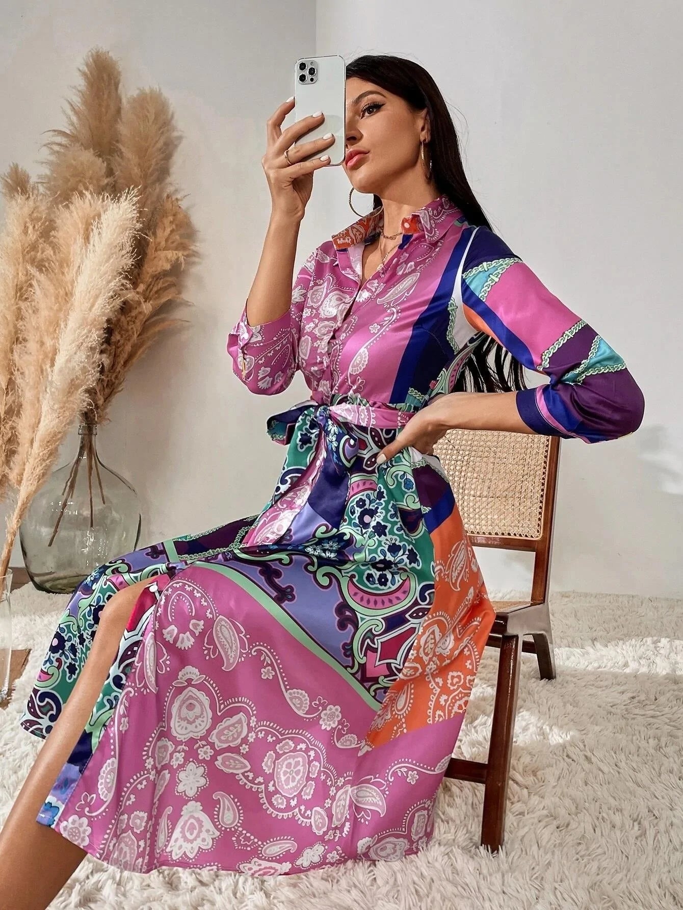 Jurk met overhemd in print