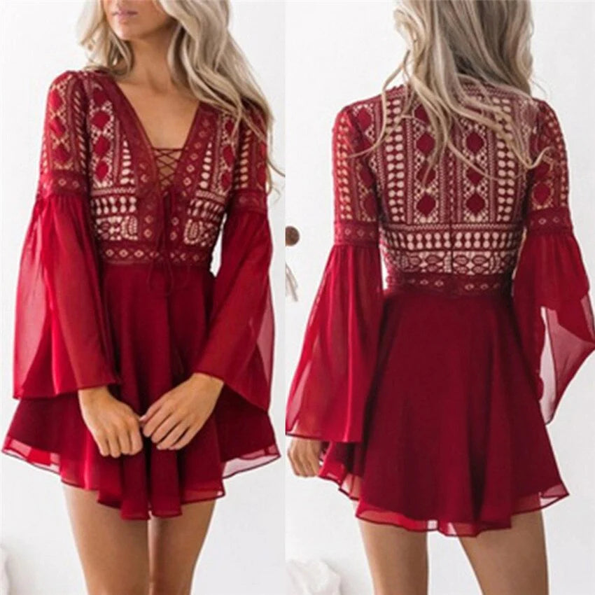 Boho Chic Kanten Jurk