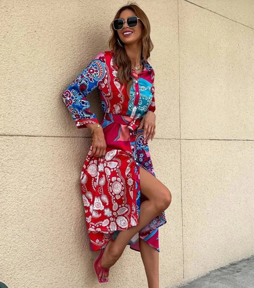 Jurk met overhemd in print