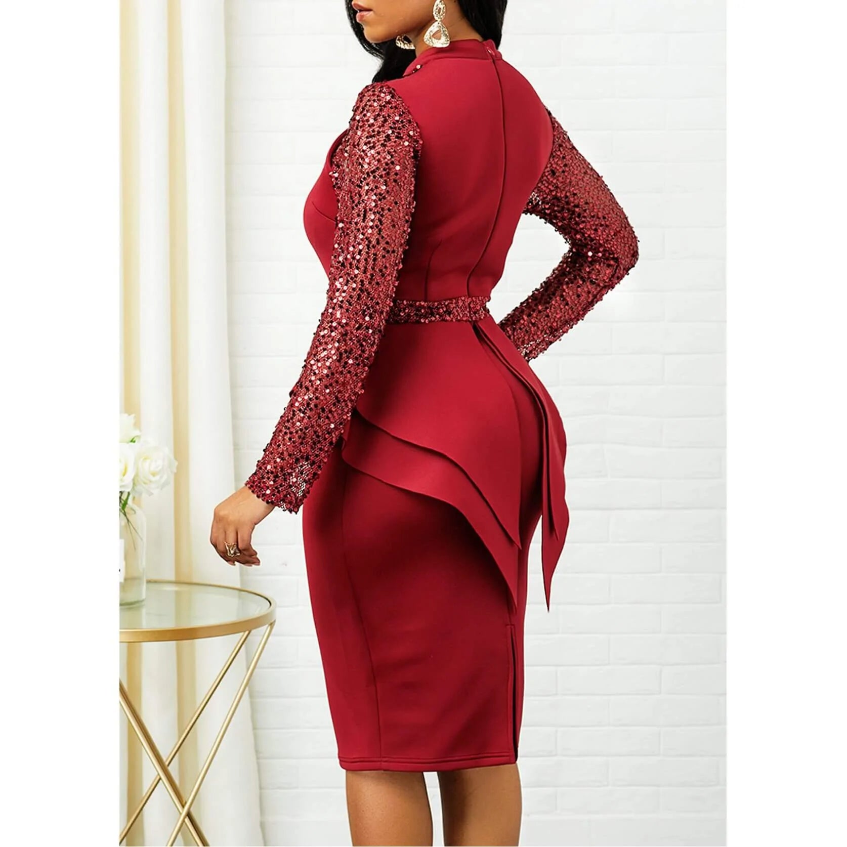 Midi Bodycon Jurk met Pailletten