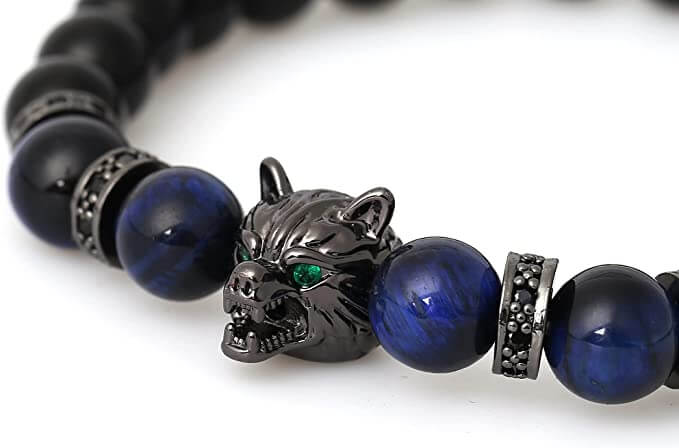 Wolf tijgeroog kralen armband Belleza