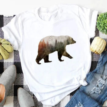 Vrouwen Katoenen Beer Tee