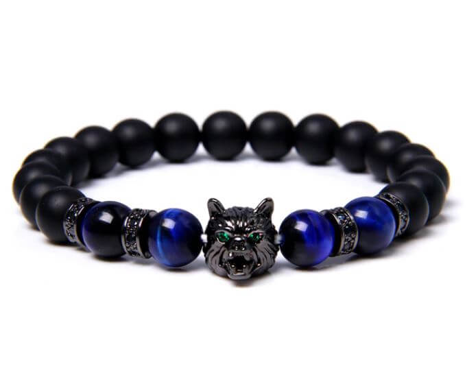 Wolf tijgeroog kralen armband