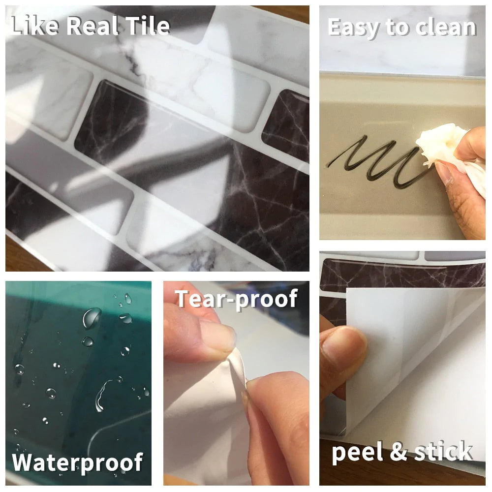 Waterdichte 3D Tegelstickers (9 stuks)