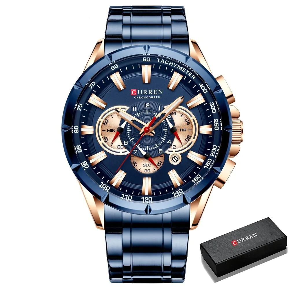 Curren 3 wijzerplaten Chronograaf Luxe Polshorloge