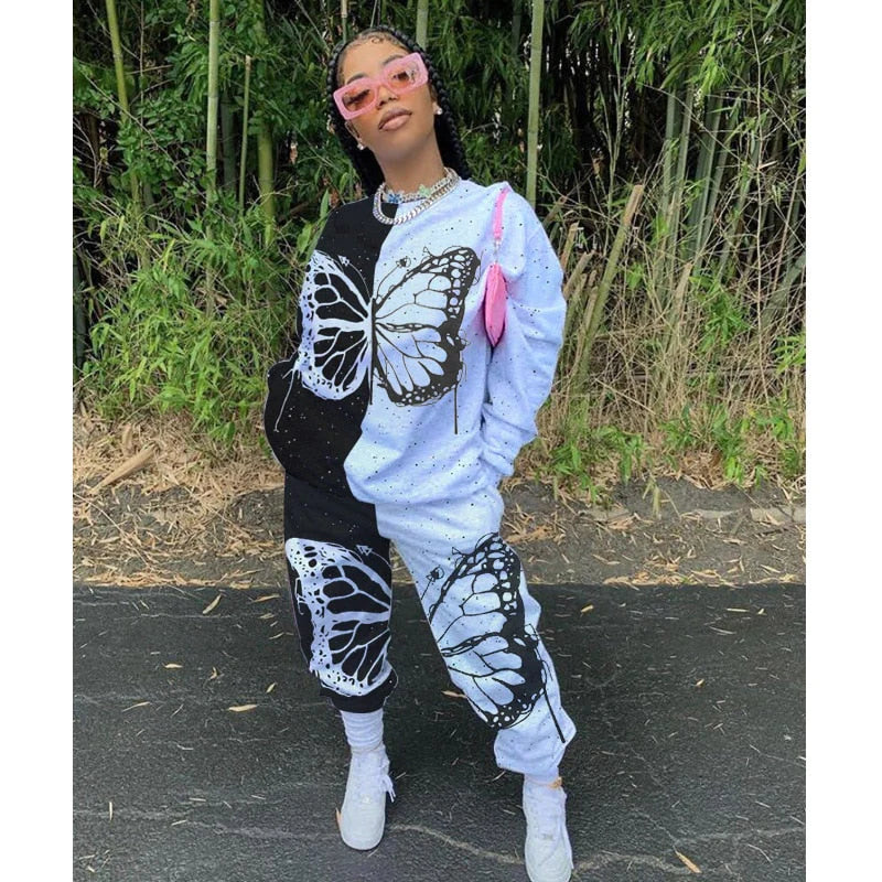 Vlinder Print Katoenen Tracksuit