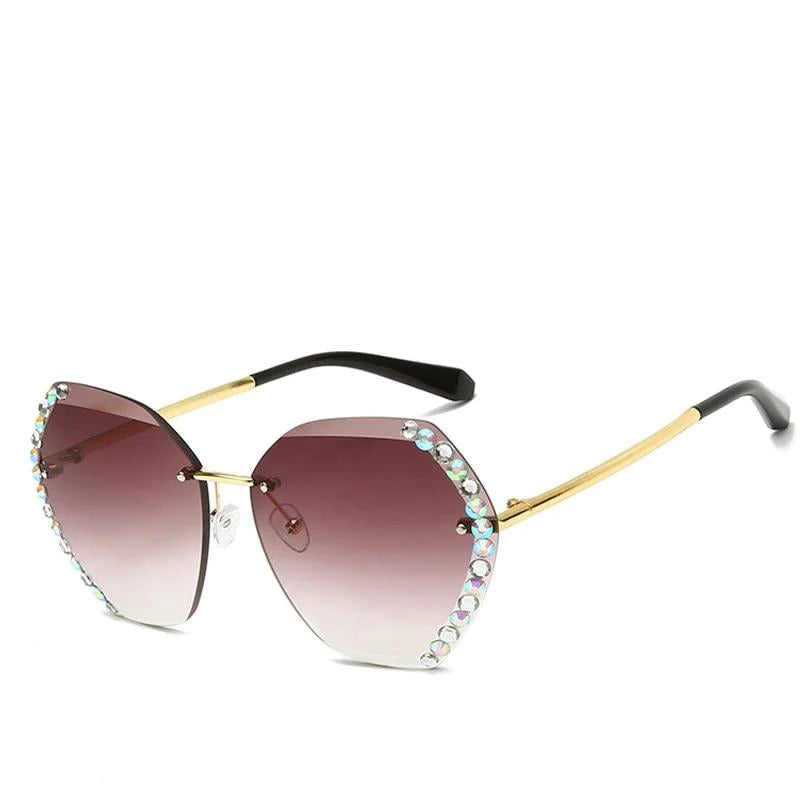 Randloze Rhinestone Zonnebril