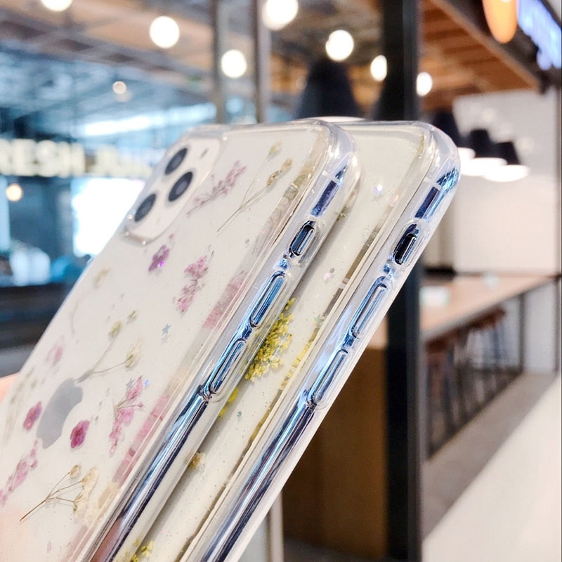 Pressed Flowers Transparant iPhone Hoesje