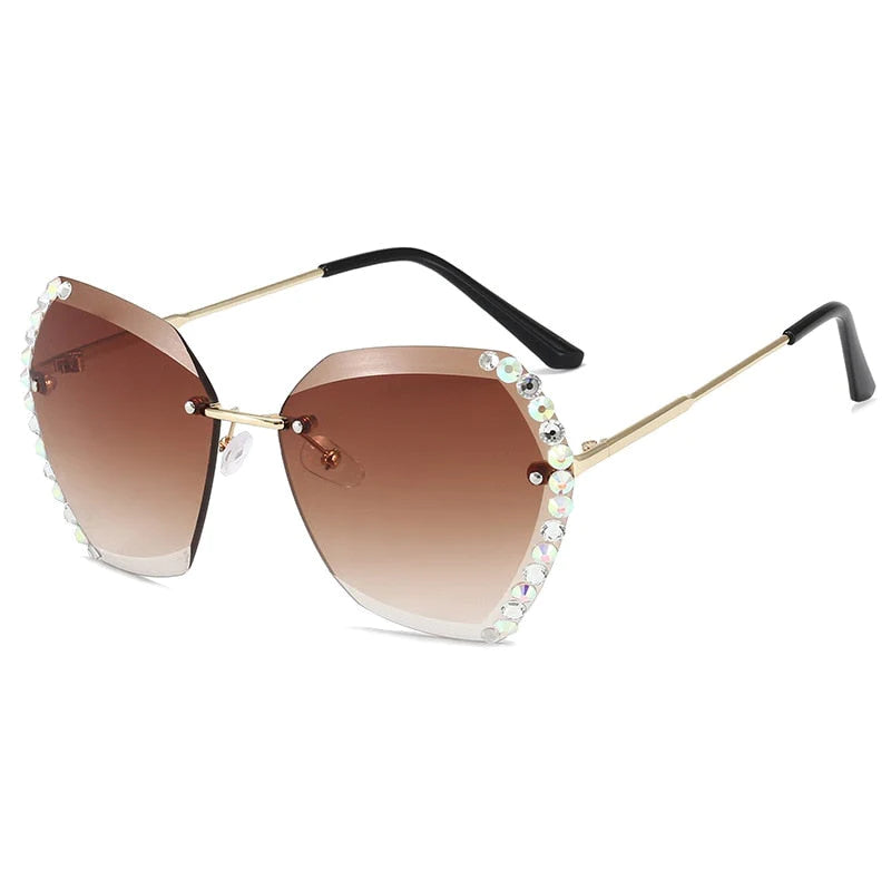 Randloze Rhinestone Zonnebril