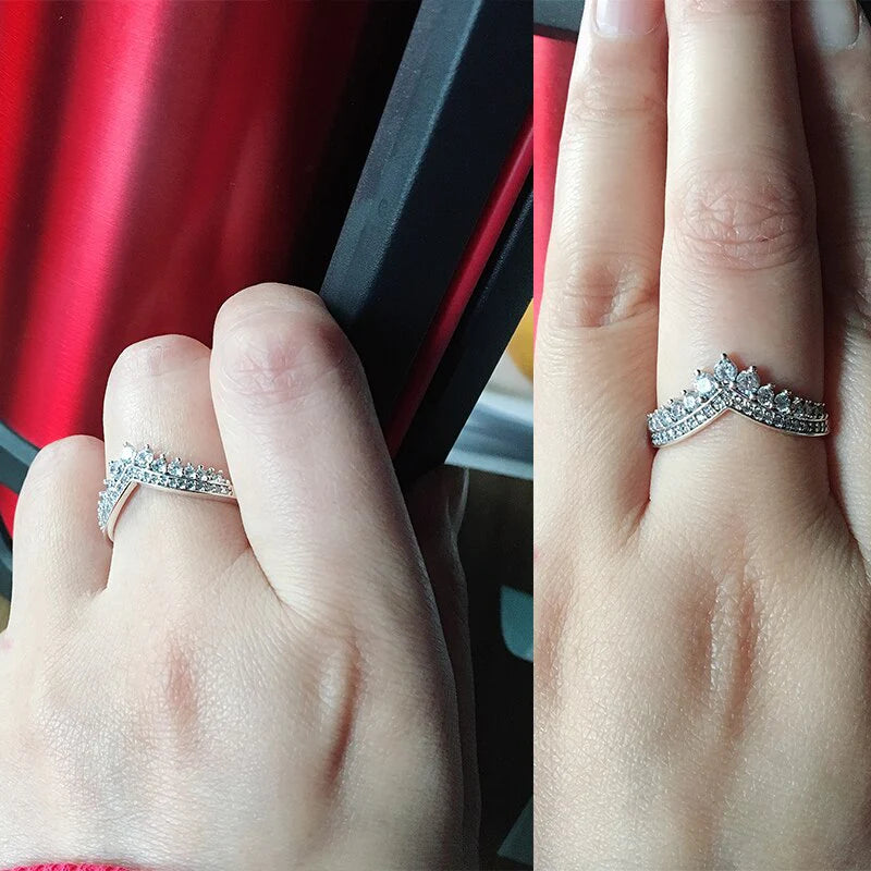 V vorm Sterling zilveren Ring