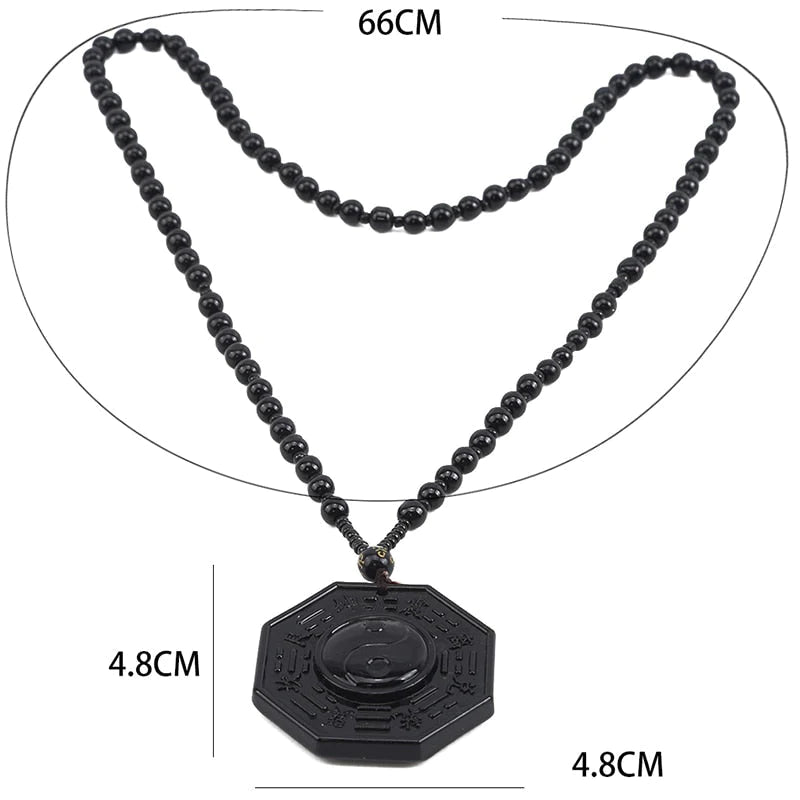 Obsidiaan Yin Yang Ketting
