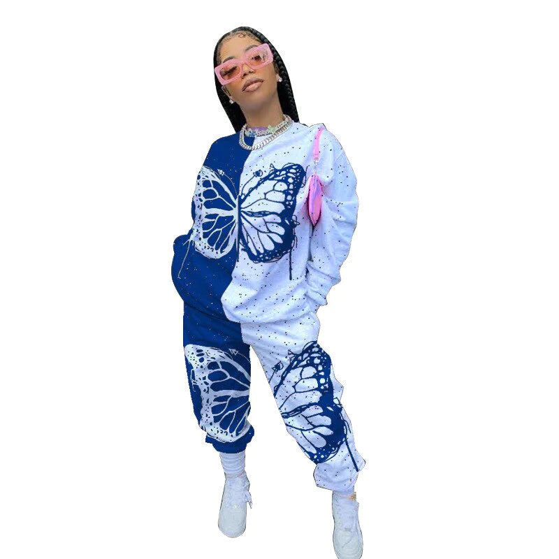 Vlinder Print Katoenen Tracksuit