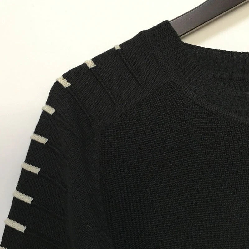 Lange Geplooide gebreide Pullover Voor heren