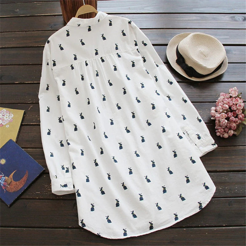 Bunny - De konijn-print overhemdjurk