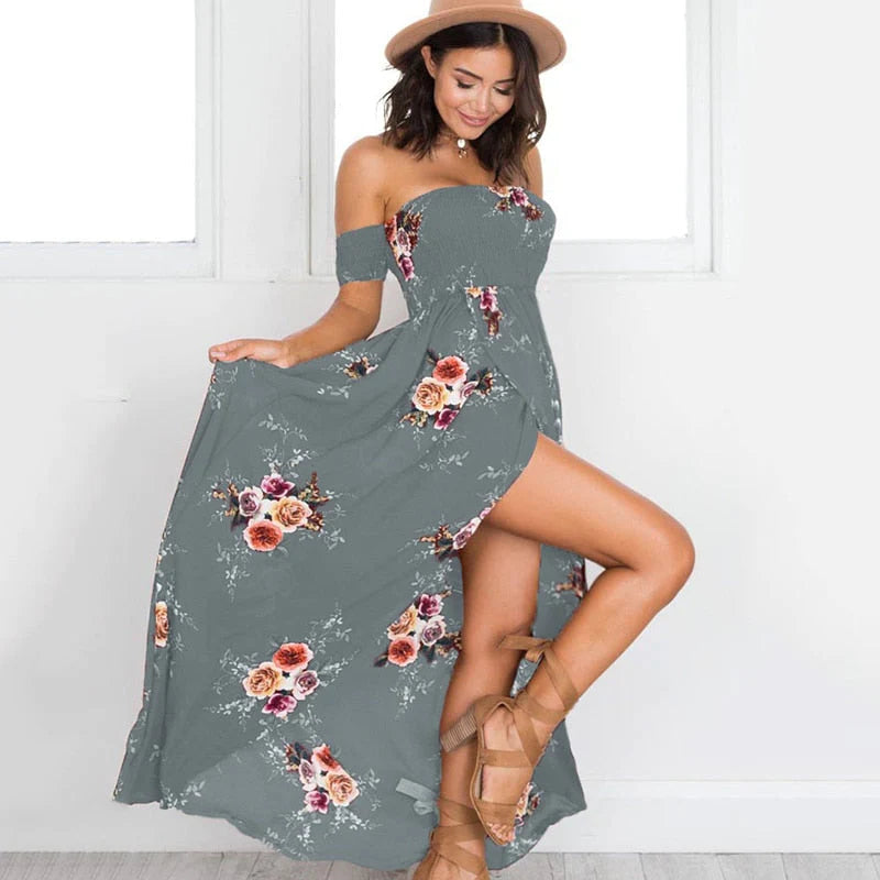 Bloemenprint Off-The-Shoulder Wrap Maxi Dress