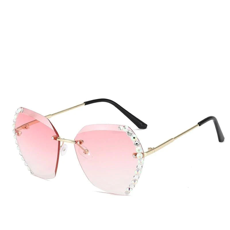 Randloze Rhinestone Zonnebril