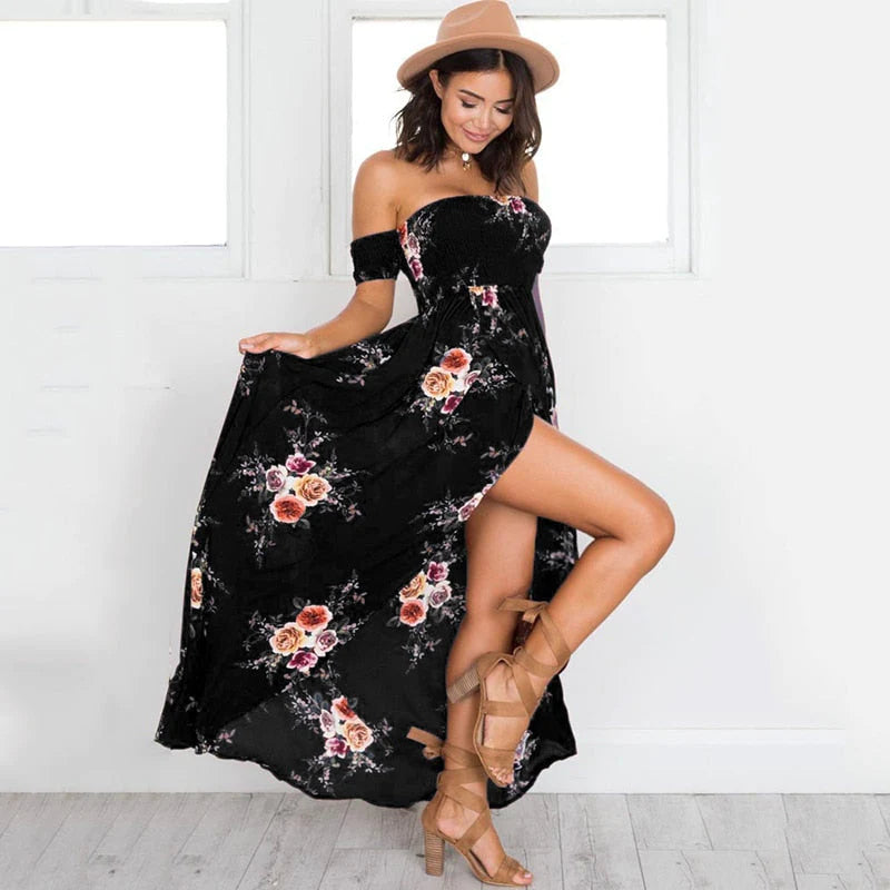 Bloemenprint Off-The-Shoulder Wrap Maxi Dress