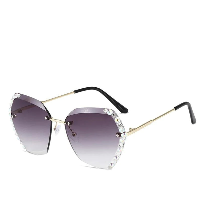 Randloze Rhinestone Zonnebril