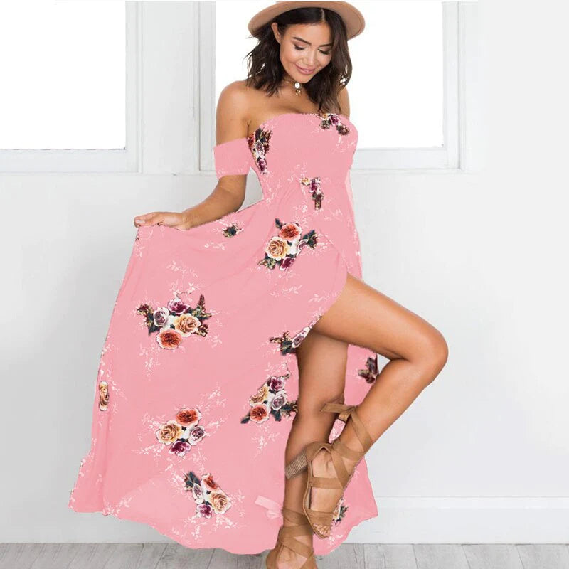 Bloemenprint Off-The-Shoulder Wrap Maxi Dress