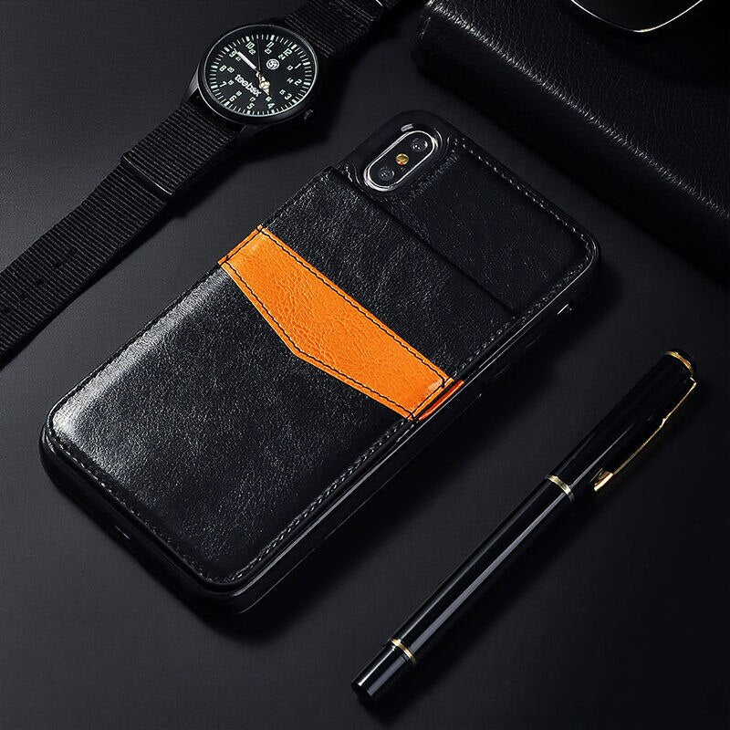 Verticale Lederen Hoesje Flip Kaarthouder (voor iPhone)