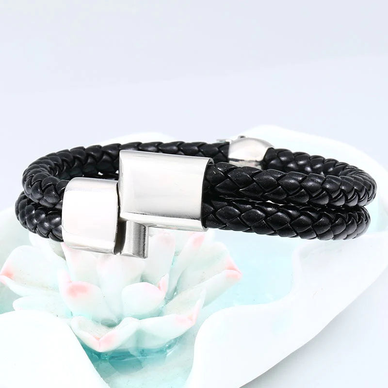 Stalen Punk Schedel Leren Armband
