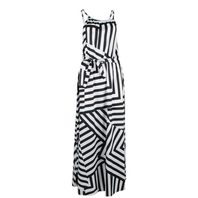 Sexy Boho Gestreepte Maxi Jurk
