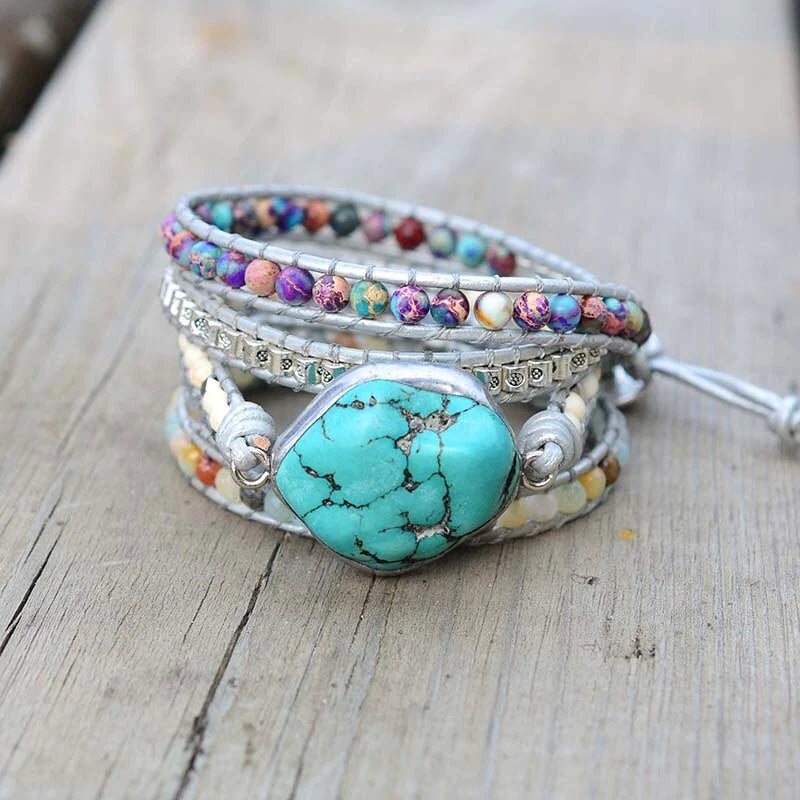 Helende Turquoise Beschermings Wikkel Armband