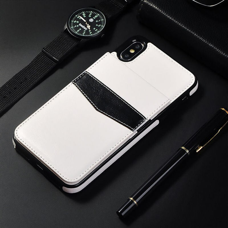 Verticale Lederen Hoesje Flip Kaarthouder (voor iPhone)