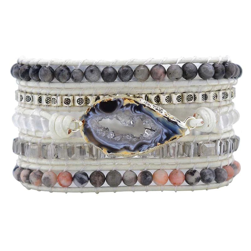 Magische Labradoriet & Druzy Kristal Gevlochten Armband