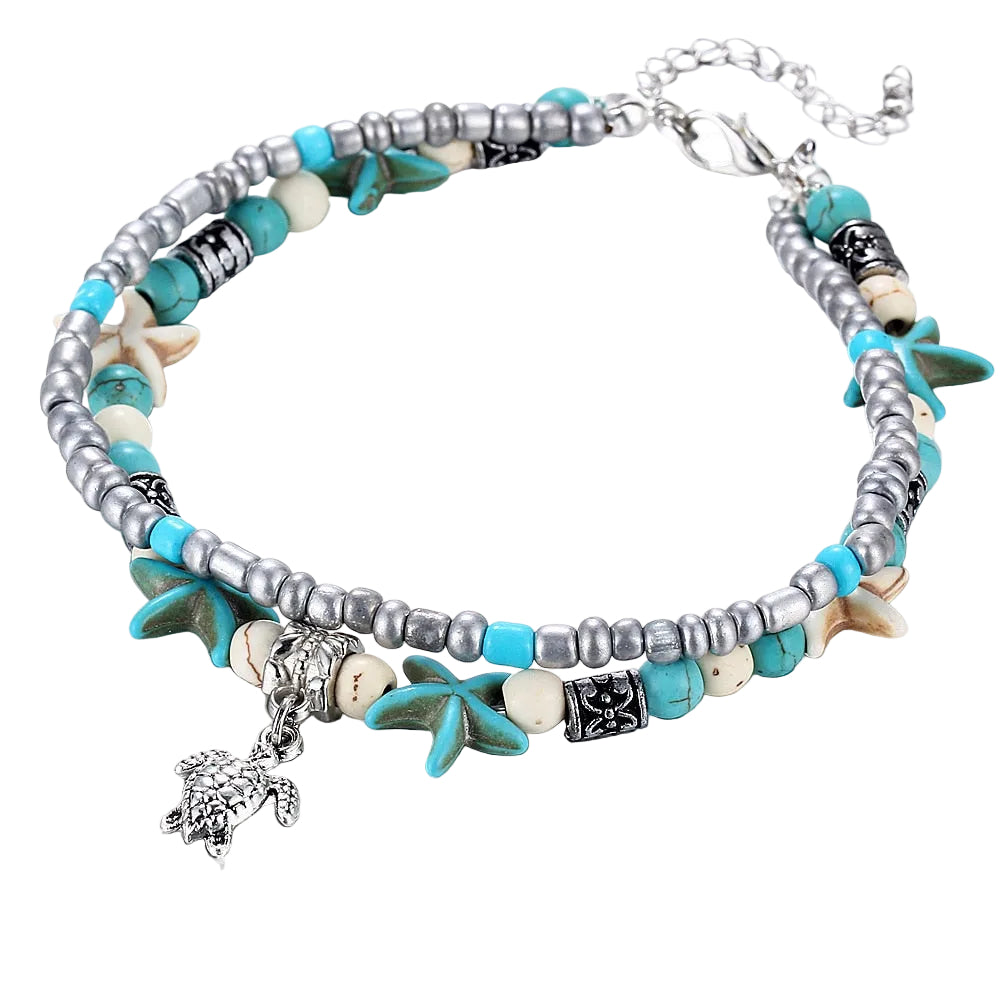 Handgemaakte Schildpad & Oceaan Enkelarmband