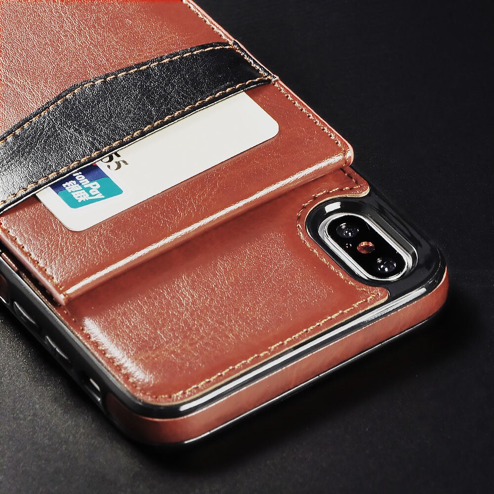 Verticale Lederen Hoesje Flip Kaarthouder (voor iPhone)