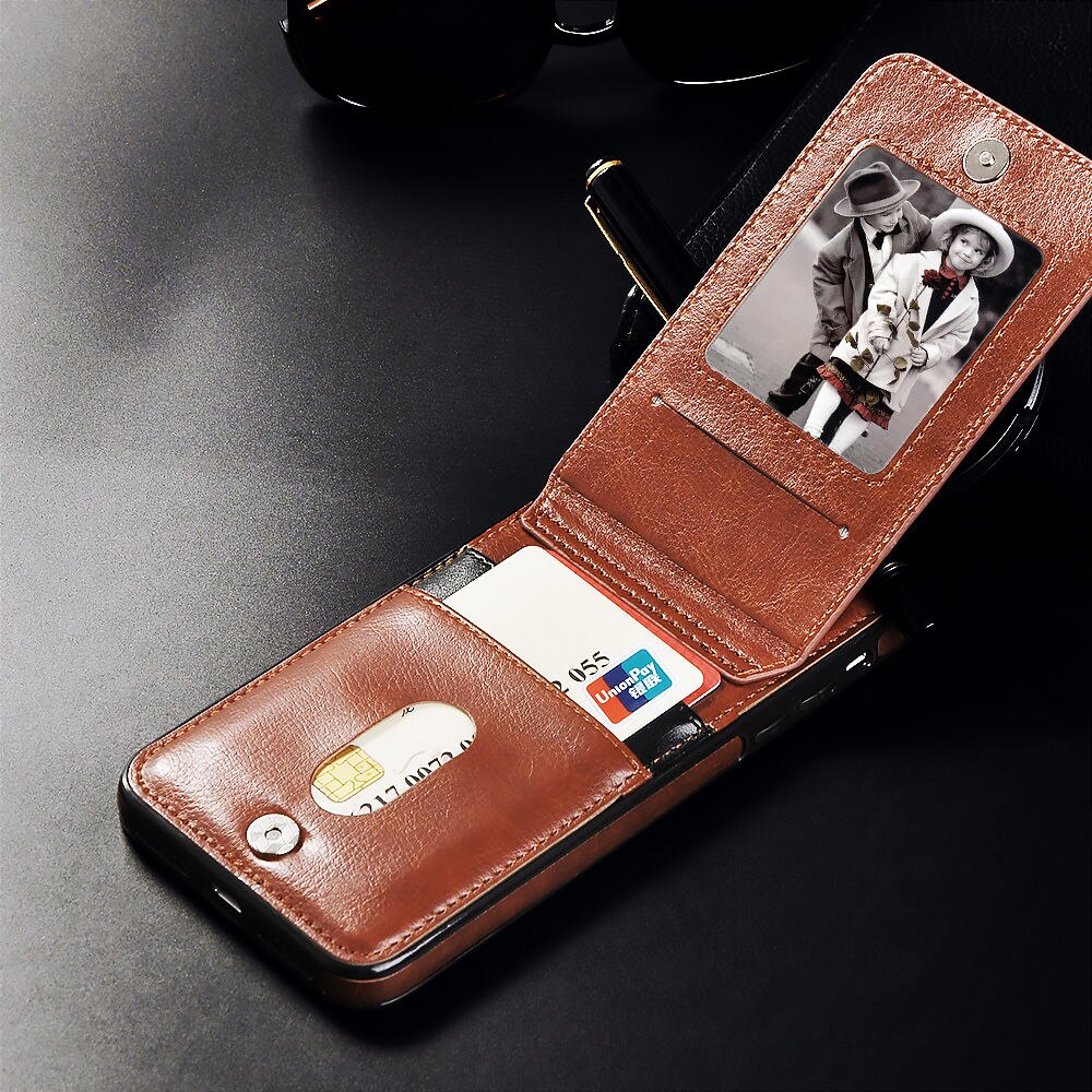 Verticale Lederen Hoesje Flip Kaarthouder (voor iPhone)