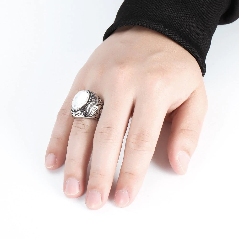 Mannen Vintage Turquoise Stone Ring