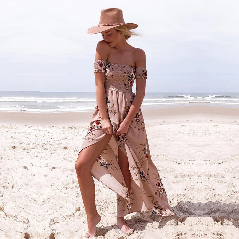 Bloemenprint Off-The-Shoulder Wrap Maxi Dress