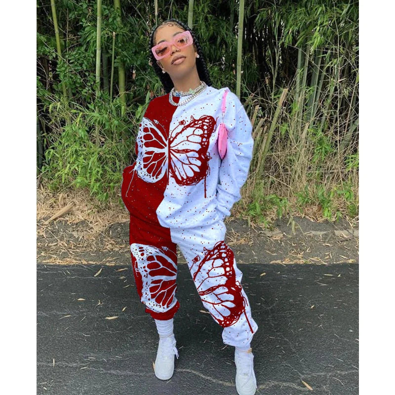 Vlinder Print Katoenen Tracksuit