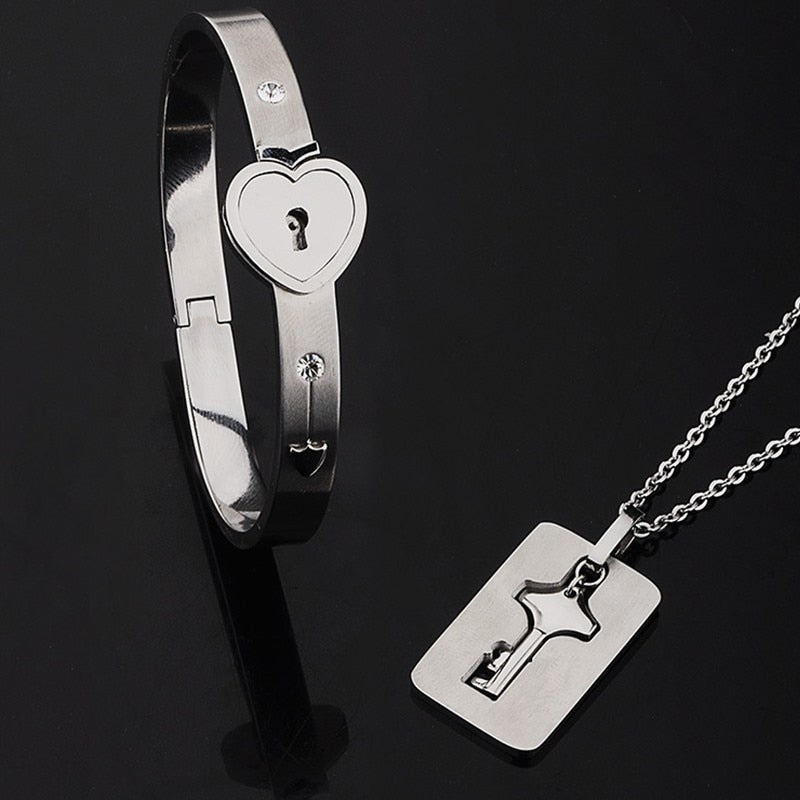 Lock Key Armband en Ketting Set
