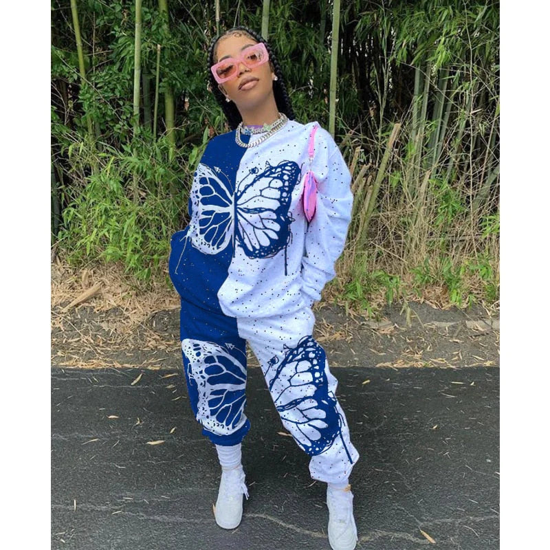 Vlinder Print Katoenen Tracksuit