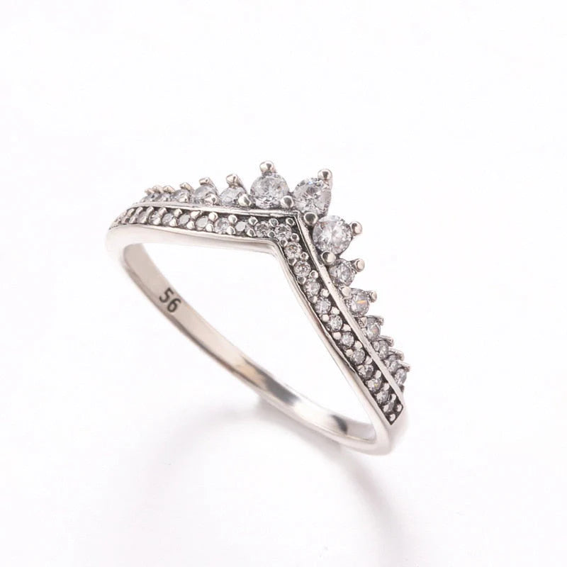 V vorm Sterling zilveren Ring