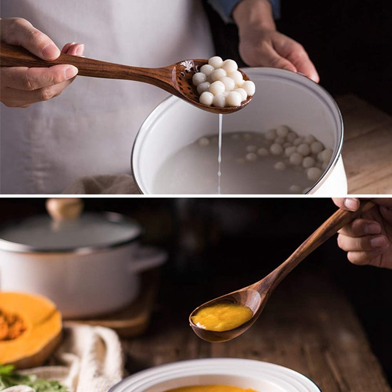Natuurlijke Teakhouten Kookgerei Set