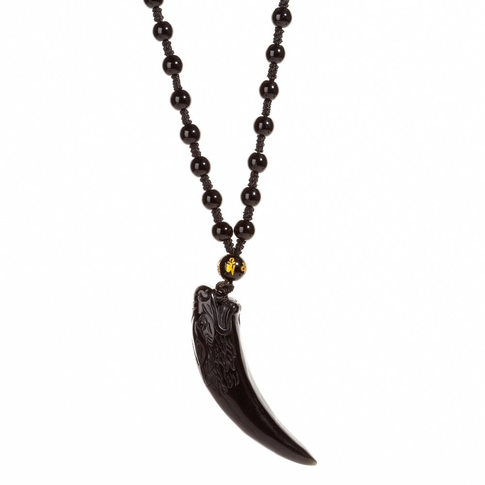 Obsidiaan Wolf Hanger Ketting