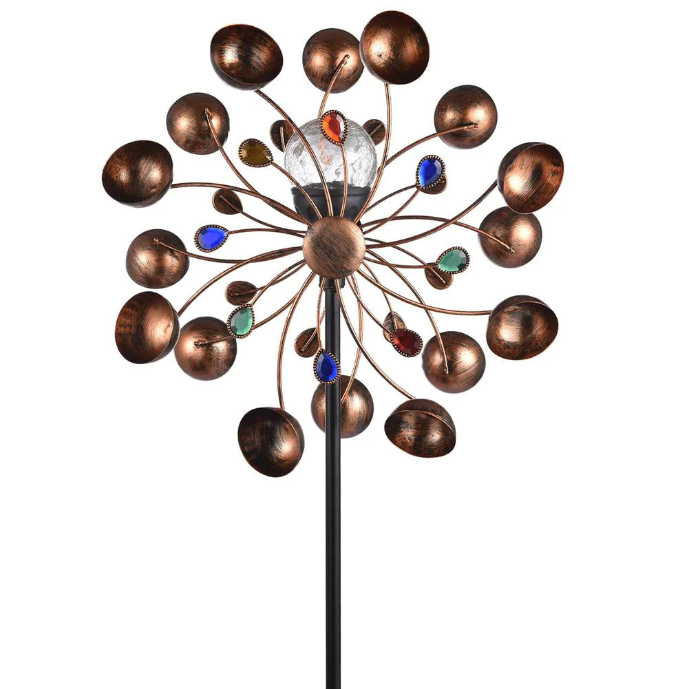 Zonne-energie aangedreven glazen bal windmolen