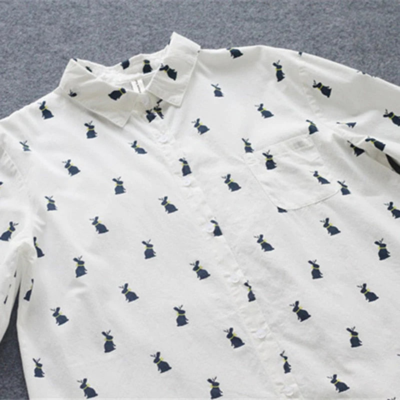 Bunny - De konijn-print overhemdjurk