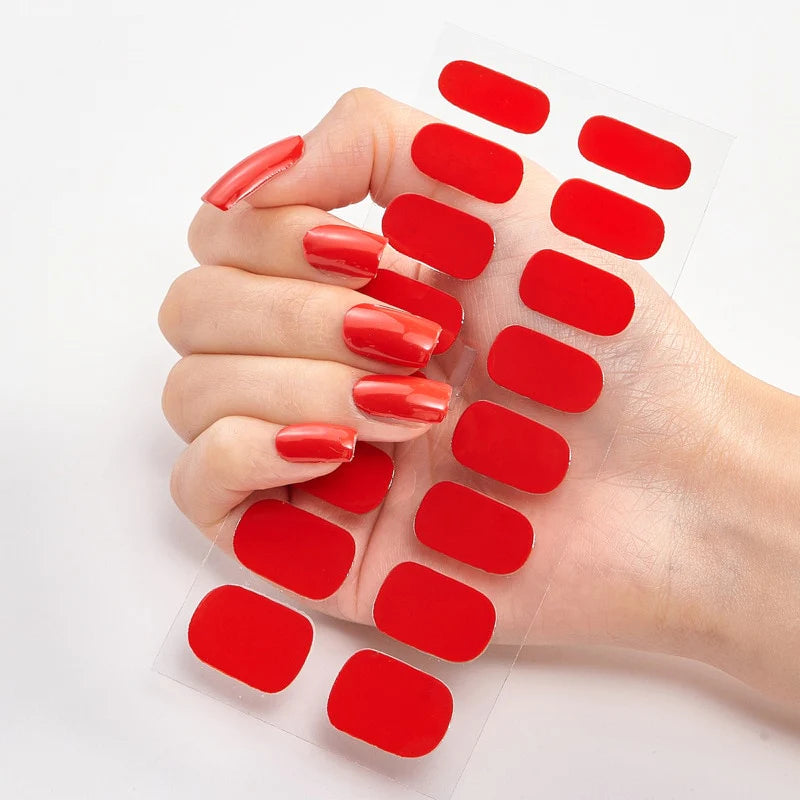 Solide Kleuren Nagelstickers (16 tips/set)