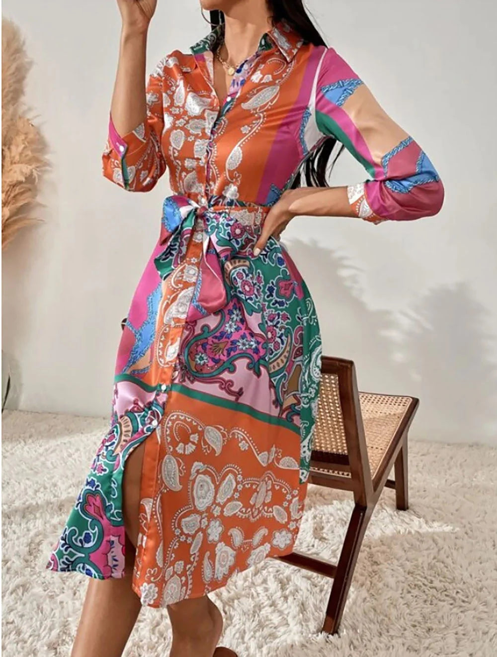 Jurk met overhemd in print