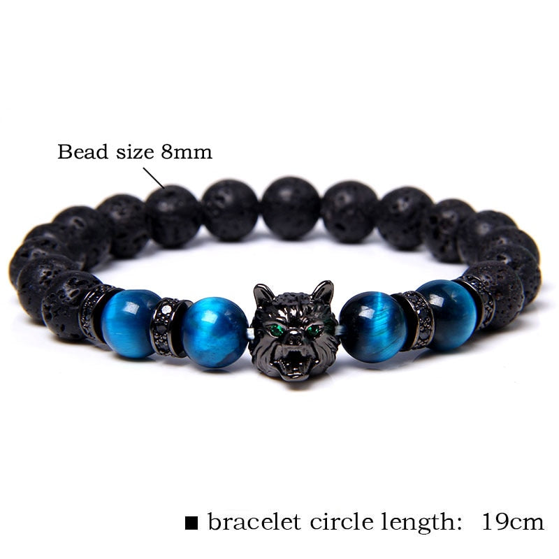 Wolf tijgeroog kralen armband Belleza