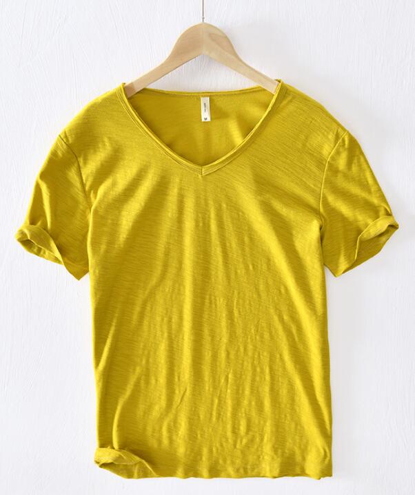 Mannen V-hals Linnen Katoenen Shirt