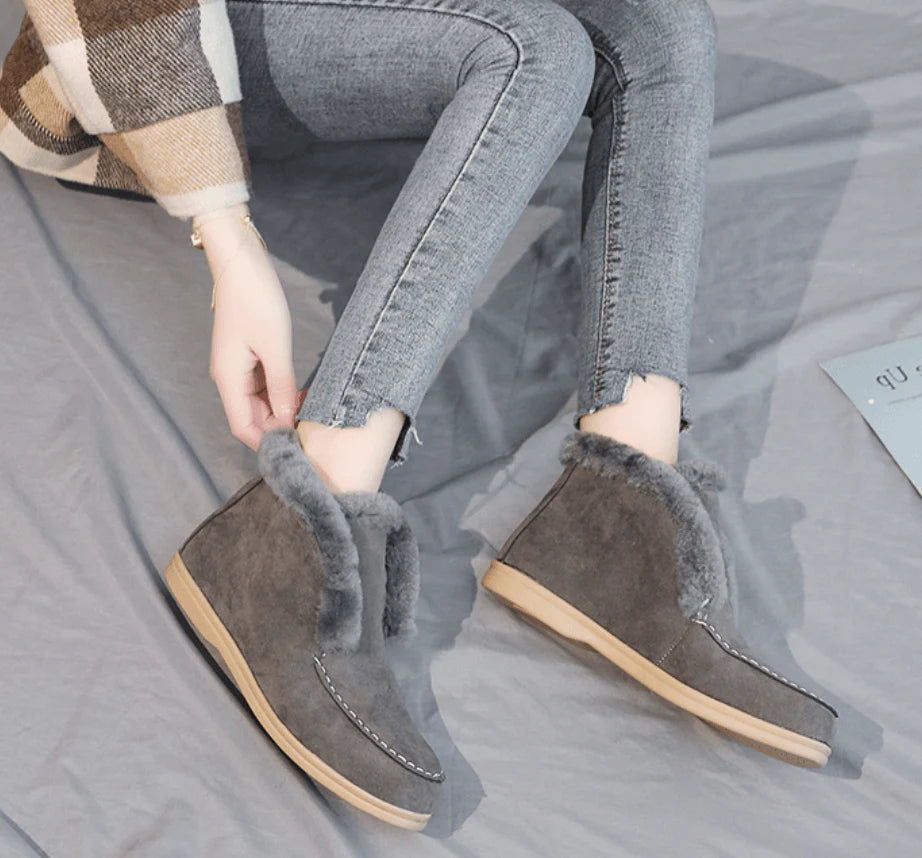 Suède Leren Enkellaarsjes